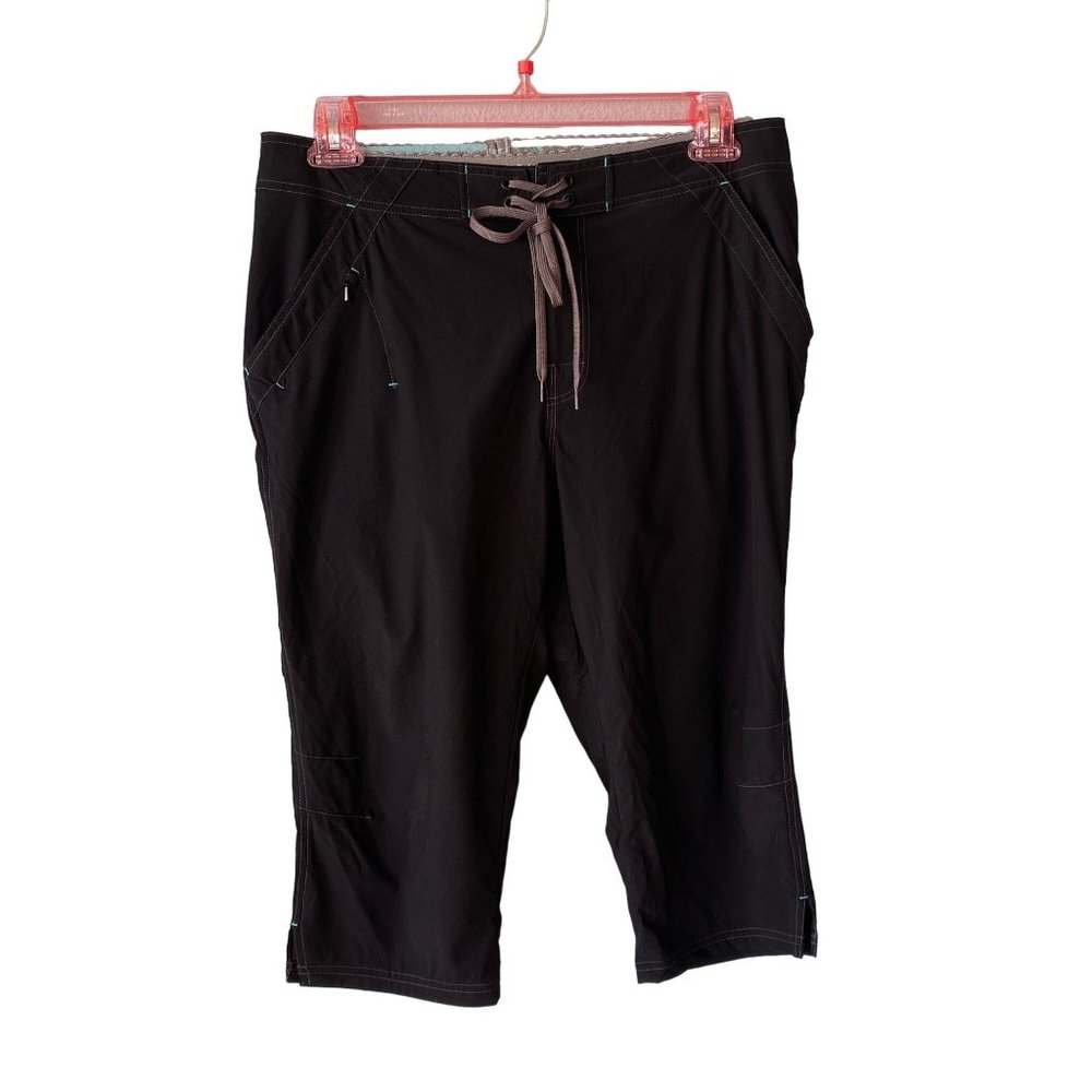 Novara Cycling Pants Crop Large Women's Capri Padded Liner Black Embroidered
